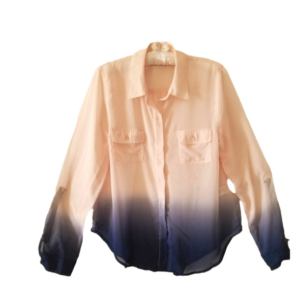 edge Tops - Edge Light pink & Navy Color , Long Sleeve Blouse